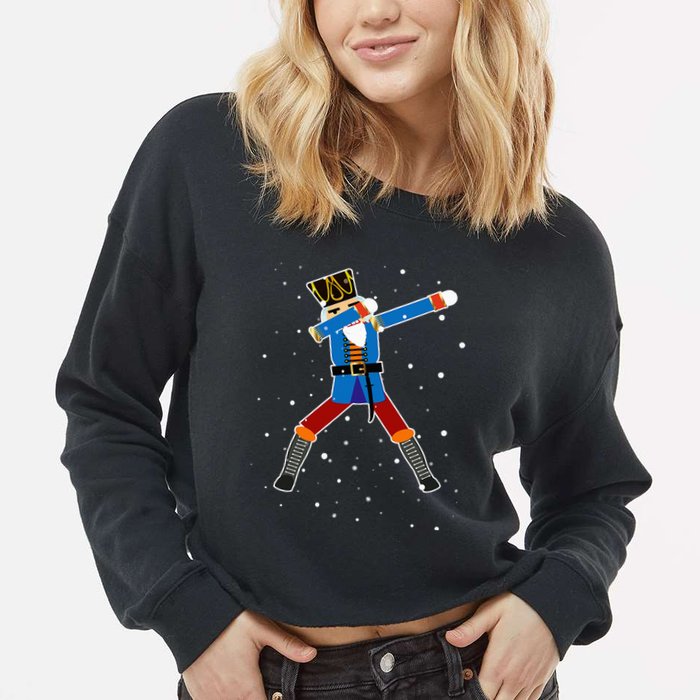 Dabbing Nutcracker Christmas Nutcracker Dab Xmas Cropped Pullover Crew