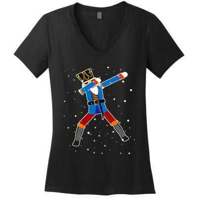 Dabbing Nutcracker Christmas Nutcracker Dab Xmas Women's V-Neck T-Shirt