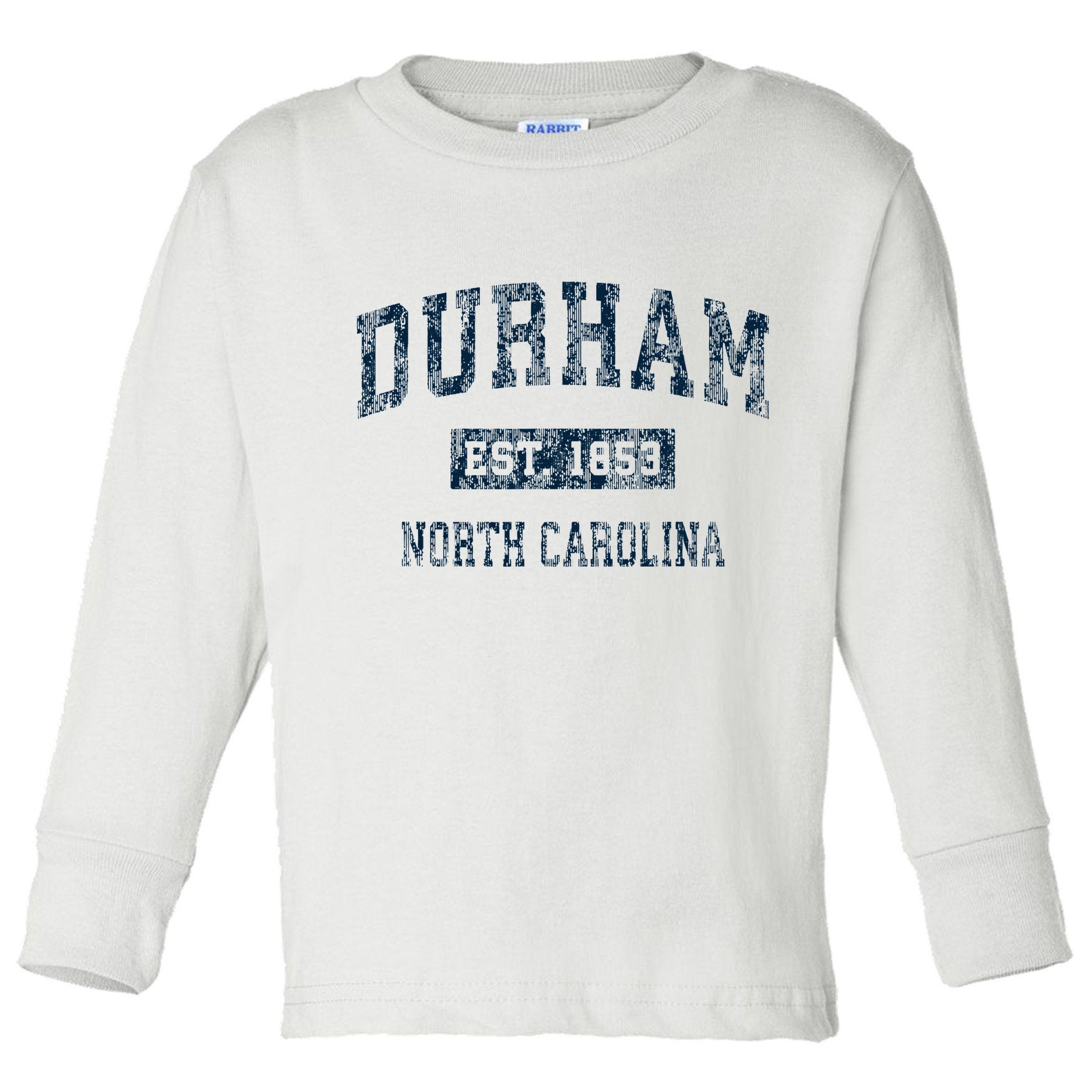 Durham North Carolina Nc Vintage Sports Toddler Long Sleeve Shirt
