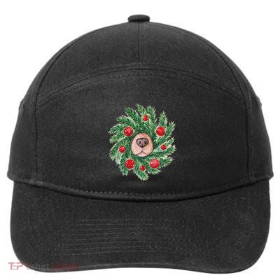 Dog Nose Christmas Wreath Christmas Dog 7-Panel Snapback Hat