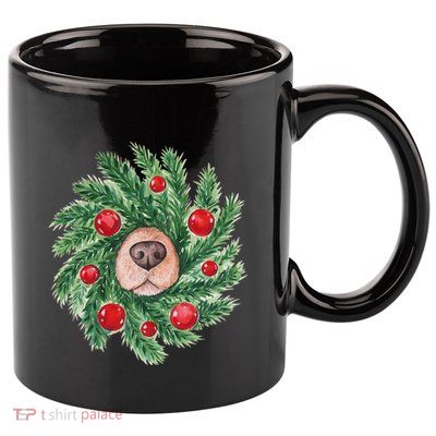 Dog Nose Christmas Wreath Christmas Dog 11oz C Handle Ceramic Mug