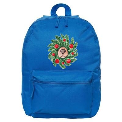 Dog Nose Christmas Wreath Christmas Dog 16 in Basic Backpack
