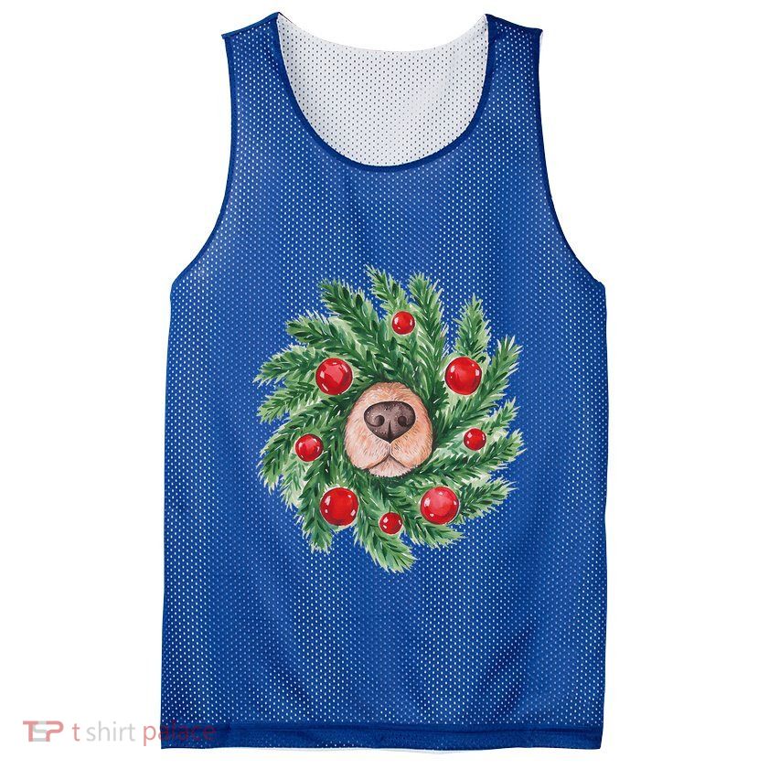 Dog Nose Christmas Wreath Christmas Dog Mesh Reversible Basketball Jersey Tank