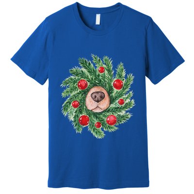 Dog Nose Christmas Wreath Christmas Dog Premium T-Shirt