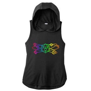 DnD D20 Atom Rainbow Gamer Ladies PosiCharge Tri-Blend Wicking Draft Hoodie Tank