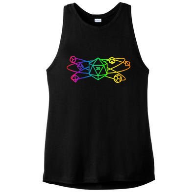 DnD D20 Atom Rainbow Gamer Ladies PosiCharge Tri-Blend Wicking Tank