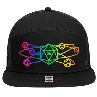 DnD D20 Atom Rainbow Gamer 7 Panel Mesh Trucker Snapback Hat