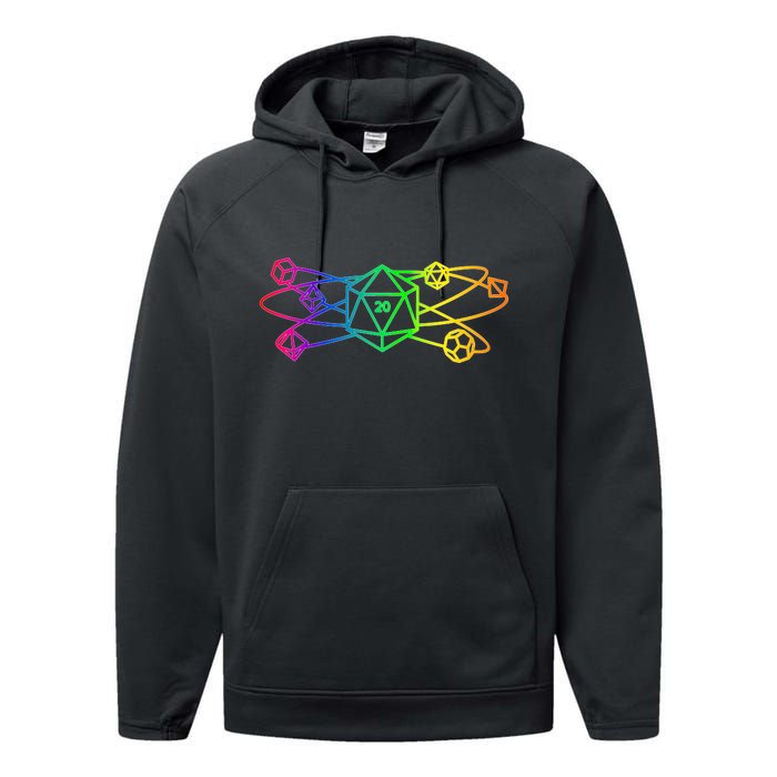 DnD D20 Atom Rainbow Gamer Performance Fleece Hoodie