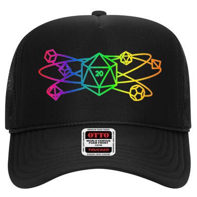 DnD D20 Atom Rainbow Gamer High Crown Mesh Back Trucker Hat