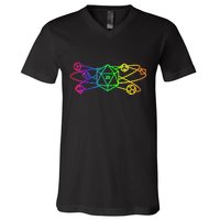 DnD D20 Atom Rainbow Gamer V-Neck T-Shirt