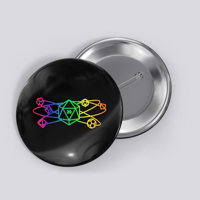 DnD D20 Atom Rainbow Gamer Button