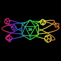 DnD D20 Atom Rainbow Gamer Button