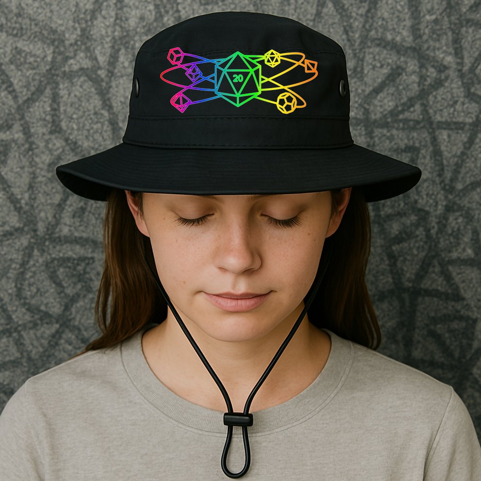 DnD D20 Atom Rainbow Gamer Bucket Hat