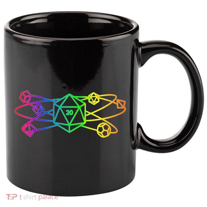 DnD D20 Atom Rainbow Gamer 11oz C Handle Ceramic Mug