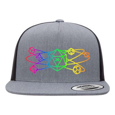 DnD D20 Atom Rainbow Gamer Flat Bill Trucker Hat