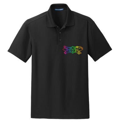 DnD D20 Atom Rainbow Gamer Dry Zone Grid Polo