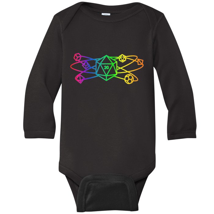 DnD D20 Atom Rainbow Gamer Baby Long Sleeve Bodysuit