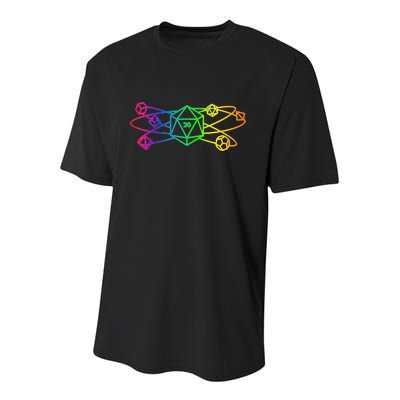 DnD D20 Atom Rainbow Gamer Youth Performance Sprint T-Shirt