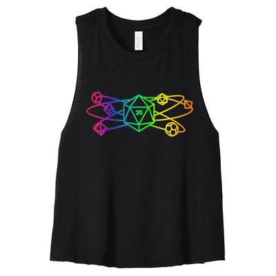 DnD D20 Atom Rainbow Gamer Women's Racerback Cropped Tank