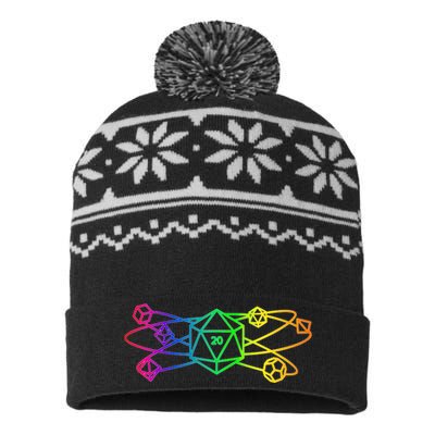 DnD D20 Atom Rainbow Gamer USA-Made Snowflake Beanie