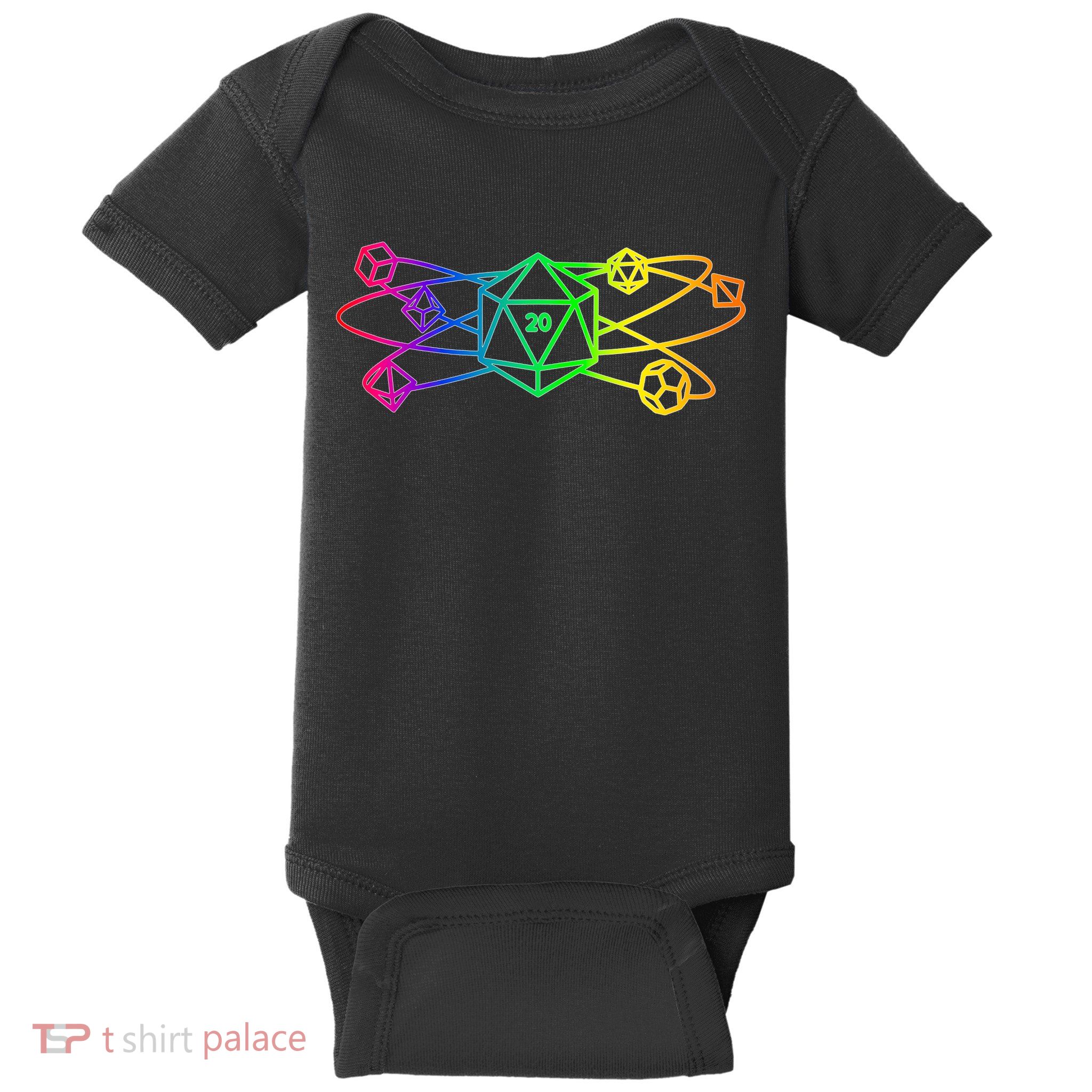 DnD D20 Atom Rainbow Gamer Baby Bodysuit