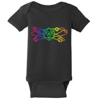 DnD D20 Atom Rainbow Gamer Baby Bodysuit