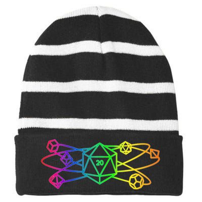 DnD D20 Atom Rainbow Gamer Striped Beanie with Solid Band