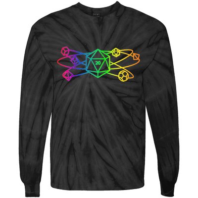 DnD D20 Atom Rainbow Gamer Tie-Dye Long Sleeve Shirt