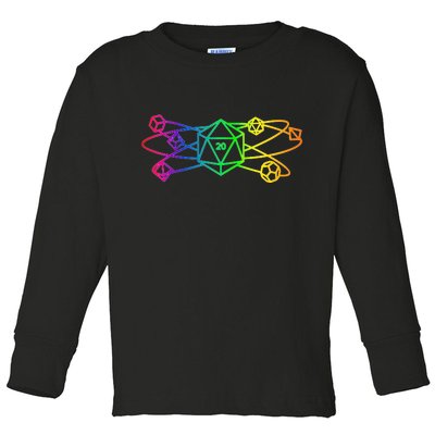 DnD D20 Atom Rainbow Gamer Toddler Long Sleeve Shirt