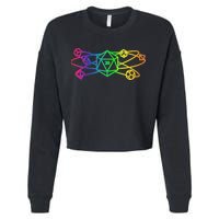 DnD D20 Atom Rainbow Gamer Cropped Pullover Crew