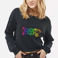 DnD D20 Atom Rainbow Gamer Cropped Pullover Crew