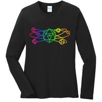 DnD D20 Atom Rainbow Gamer Ladies Long Sleeve Shirt