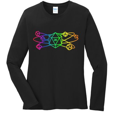 DnD D20 Atom Rainbow Gamer Ladies Long Sleeve Shirt