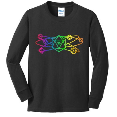 DnD D20 Atom Rainbow Gamer Kids Long Sleeve Shirt