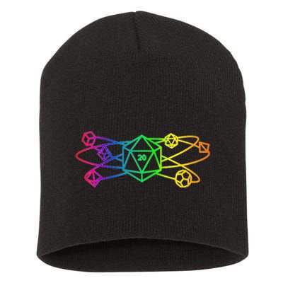 DnD D20 Atom Rainbow Gamer Short Acrylic Beanie