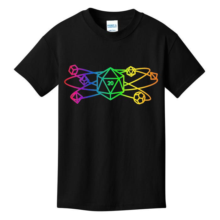 DnD D20 Atom Rainbow Gamer Kids T-Shirt