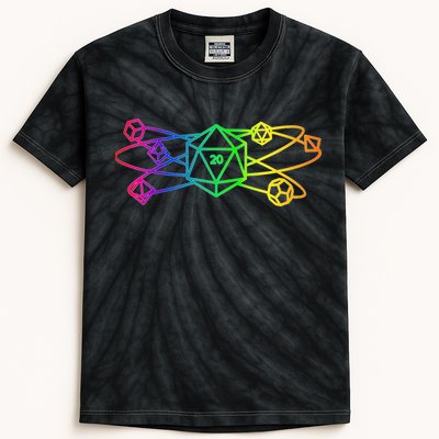 DnD D20 Atom Rainbow Gamer Kids Tie-Dye T-Shirt