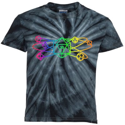 DnD D20 Atom Rainbow Gamer Kids Tie-Dye T-Shirt