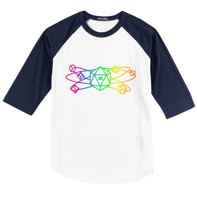 DnD D20 Atom Rainbow Gamer Baseball Sleeve Shirt