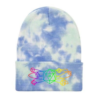 DnD D20 Atom Rainbow Gamer Tie Dye 12in Knit Beanie