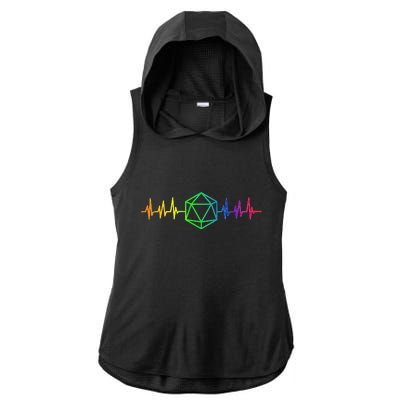 DnD D20 Life Pulse Rainbow Ladies PosiCharge Tri-Blend Wicking Draft Hoodie Tank