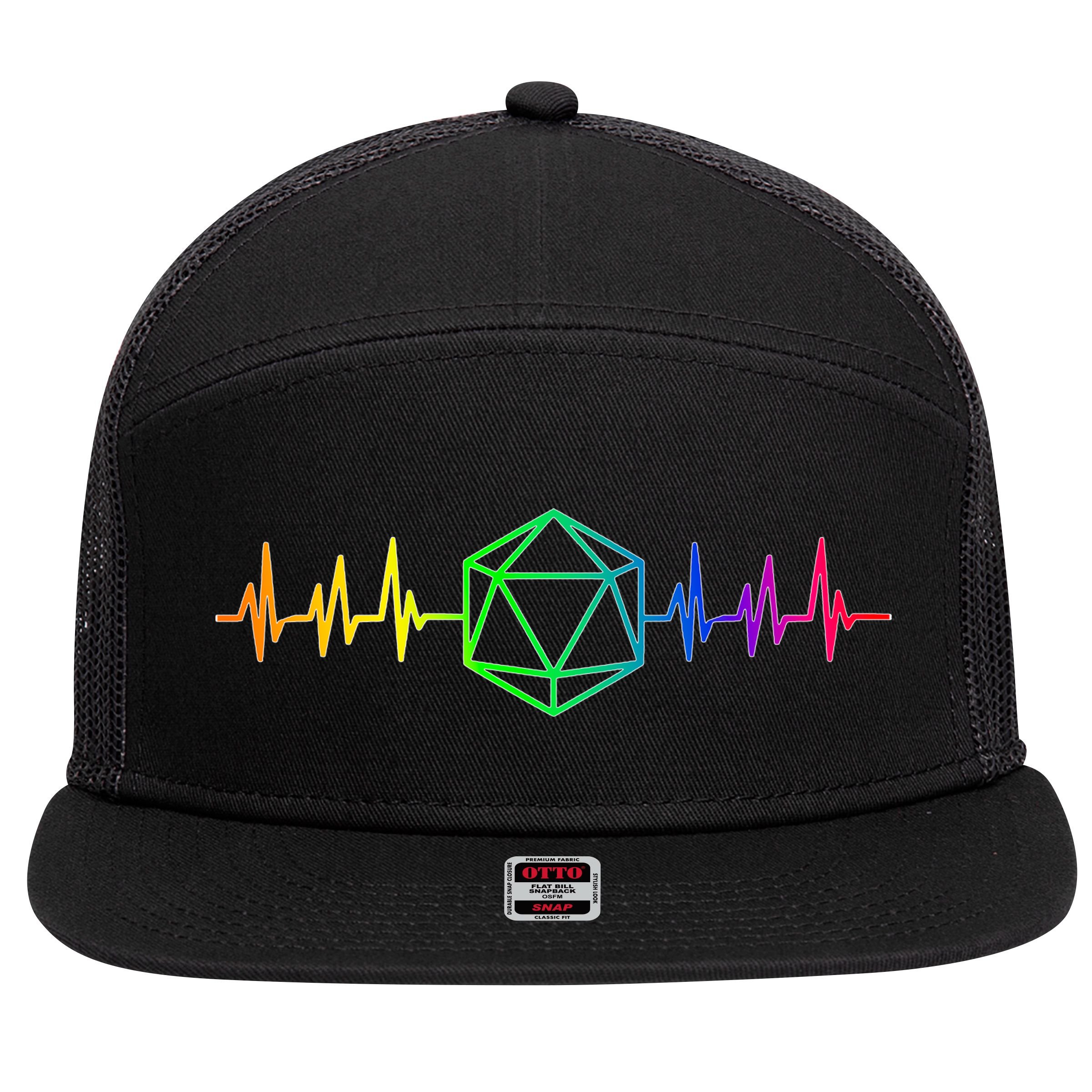 DnD D20 Life Pulse Rainbow 7 Panel Mesh Trucker Snapback Hat