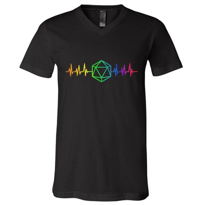 DnD D20 Life Pulse Rainbow V-Neck T-Shirt