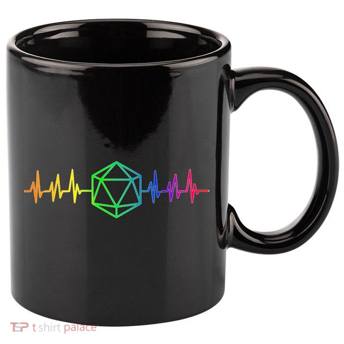 DnD D20 Life Pulse Rainbow 11oz C Handle Ceramic Mug