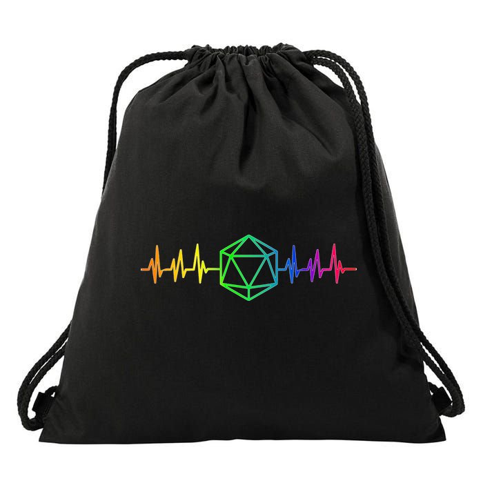 DnD D20 Life Pulse Rainbow Drawstring Bag