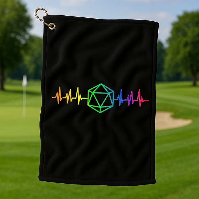 DnD D20 Life Pulse Rainbow Golf Towel
