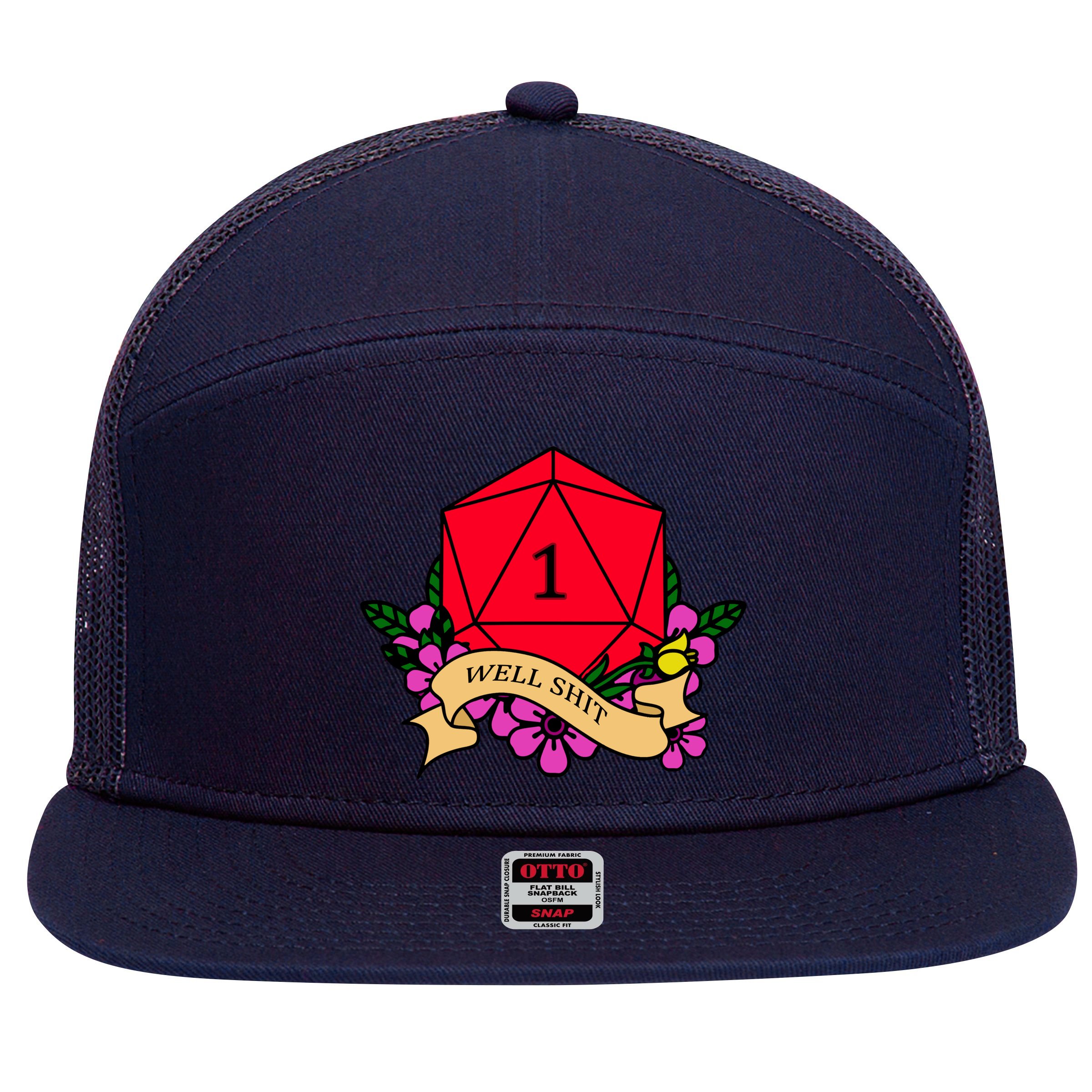 DND Well Shit Dice Game 7 Panel Mesh Trucker Snapback Hat