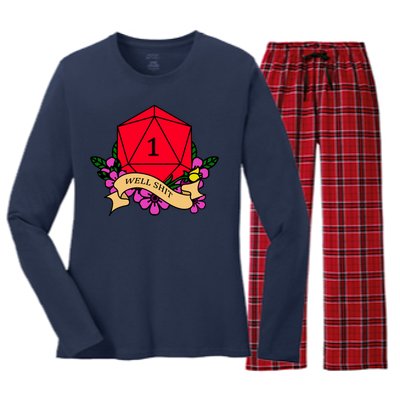 DND Well Shit Dice Game Women's Long Sleeve Flannel Pajama Set 