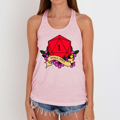 DND Well Shit Dice Game Women's Knotted Racerback Tank