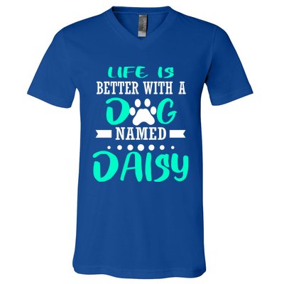 Dog Named Daisy Cute Funny Dog Owner Mom Dad Christmas Gift V-Neck T-Shirt